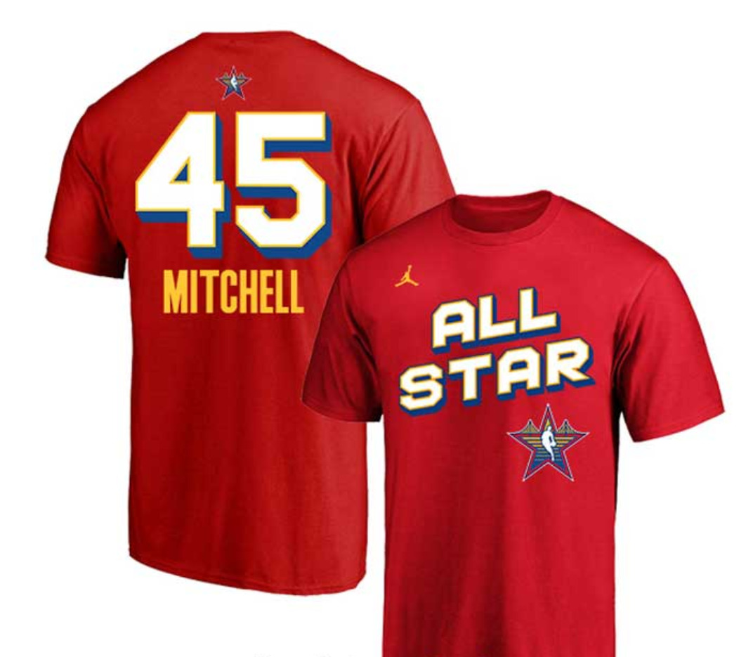 Men 2025 NBA all Star 45 Mitchell red T Shirt